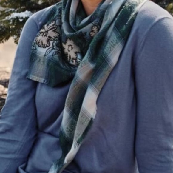 NEW - Jill Embroidered Plaid Triangle Scarf - Multicolor 40" x 40" NWT - Picture 1 of 2